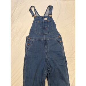 Hisea Overalls Men's 34x30 Blue Medium Wash Farmer, Workwear, Comfort